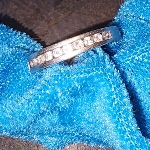 White Topaz half eternity wedding band.. Size 7